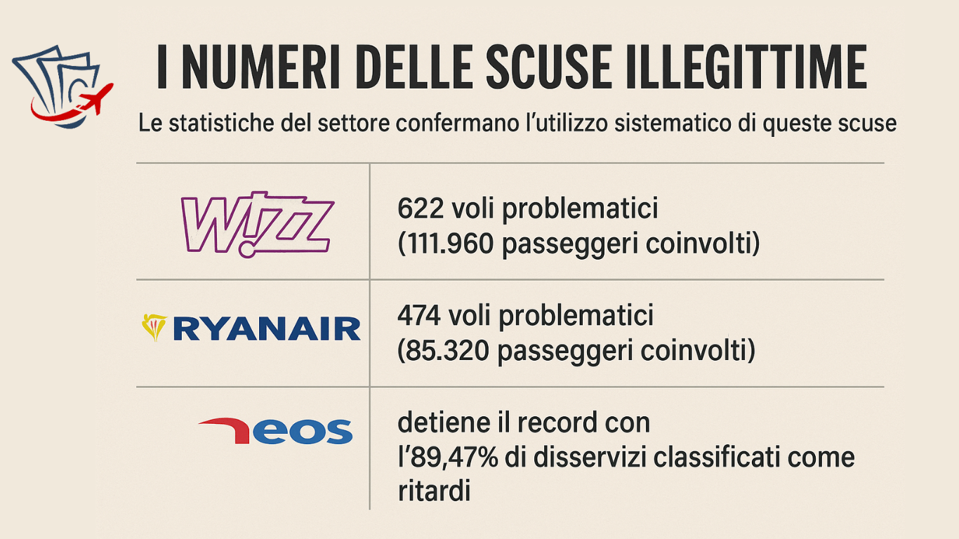 I Numeri delle Scuse Illegittime 2024 | Rimborso al Volo diritto dei passeggeri aerei